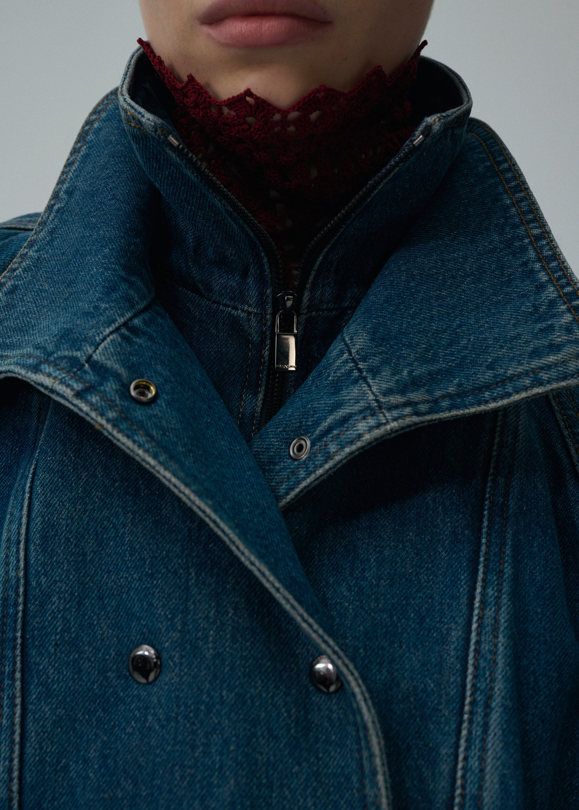 Cinched denim jacket in blue vintage - 4