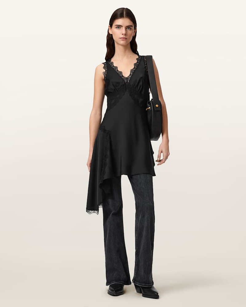 ALLSAINTS ILKA ASYMMETRIC LACE MINI DRESS outlook