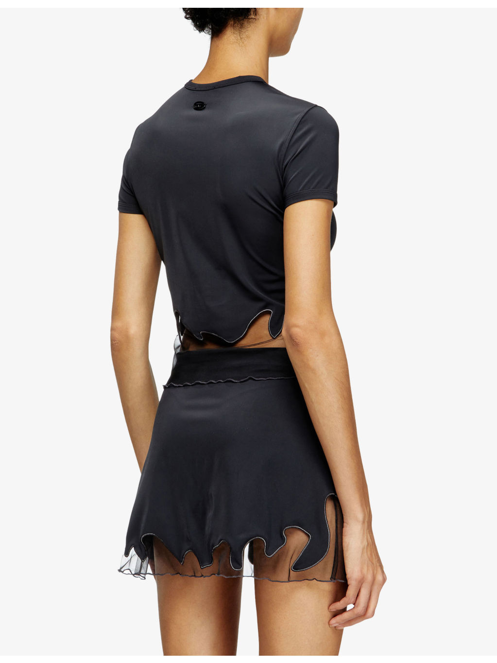 T-Inlay-R1 Tulle-Inlay Stretch-Woven T-Shirt - 4