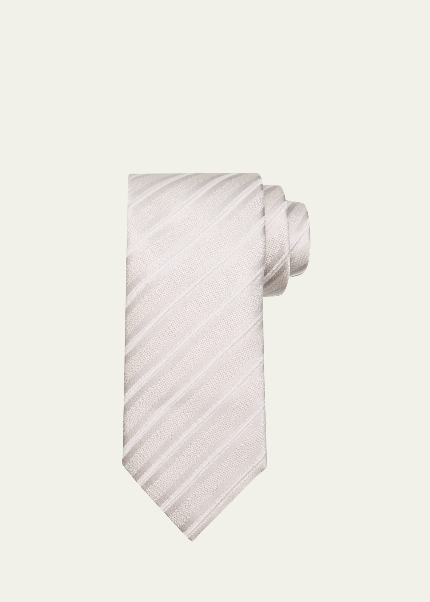 Men's Regimental Stripe Silk and Cotton Tie - 1