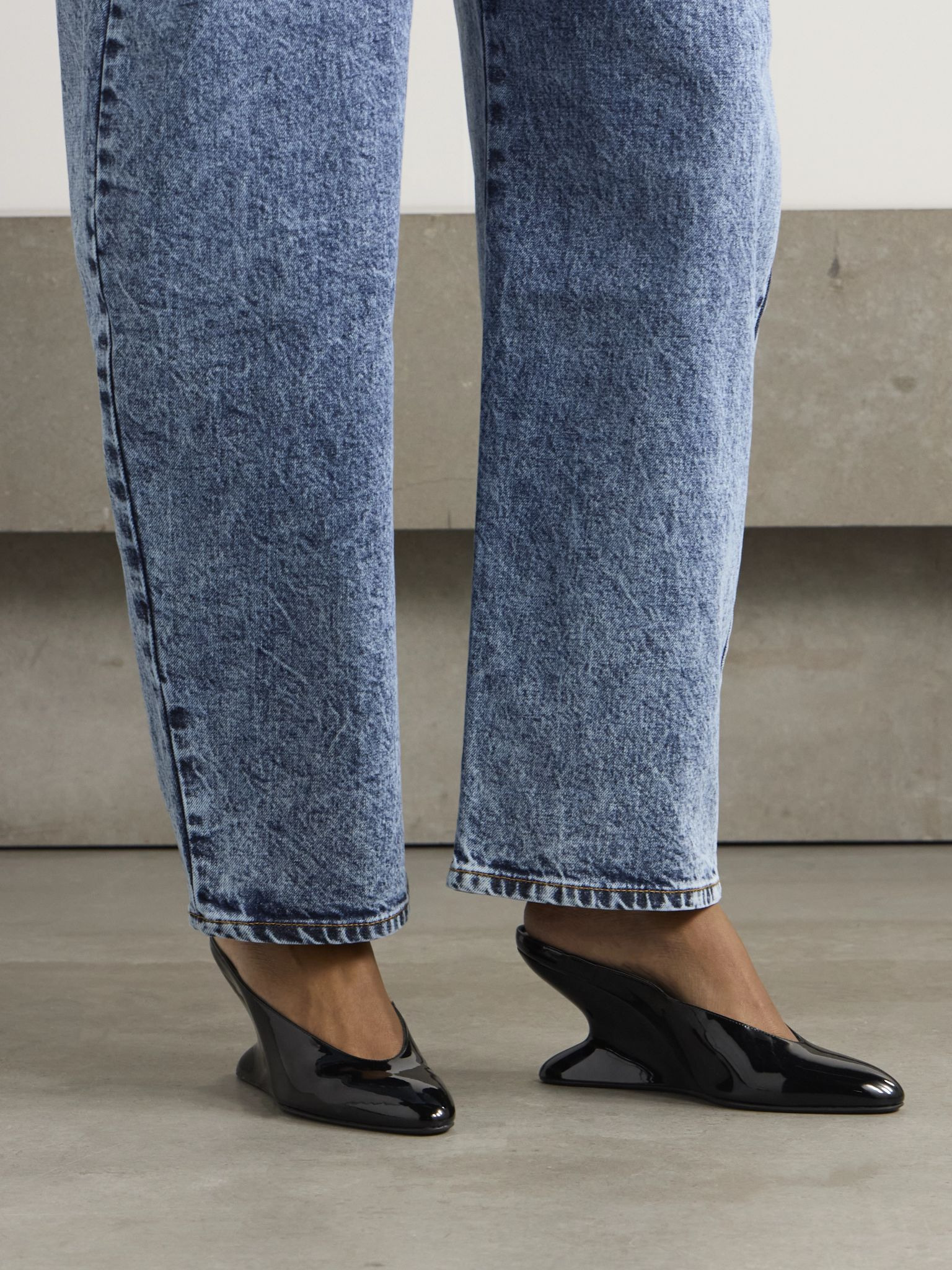 Patent-leather wedge mules Black - 2