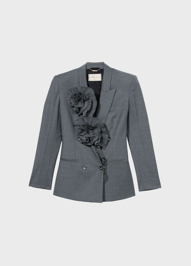 TAILORED JACKET WITH 3D PLEATED ROSES - 1
