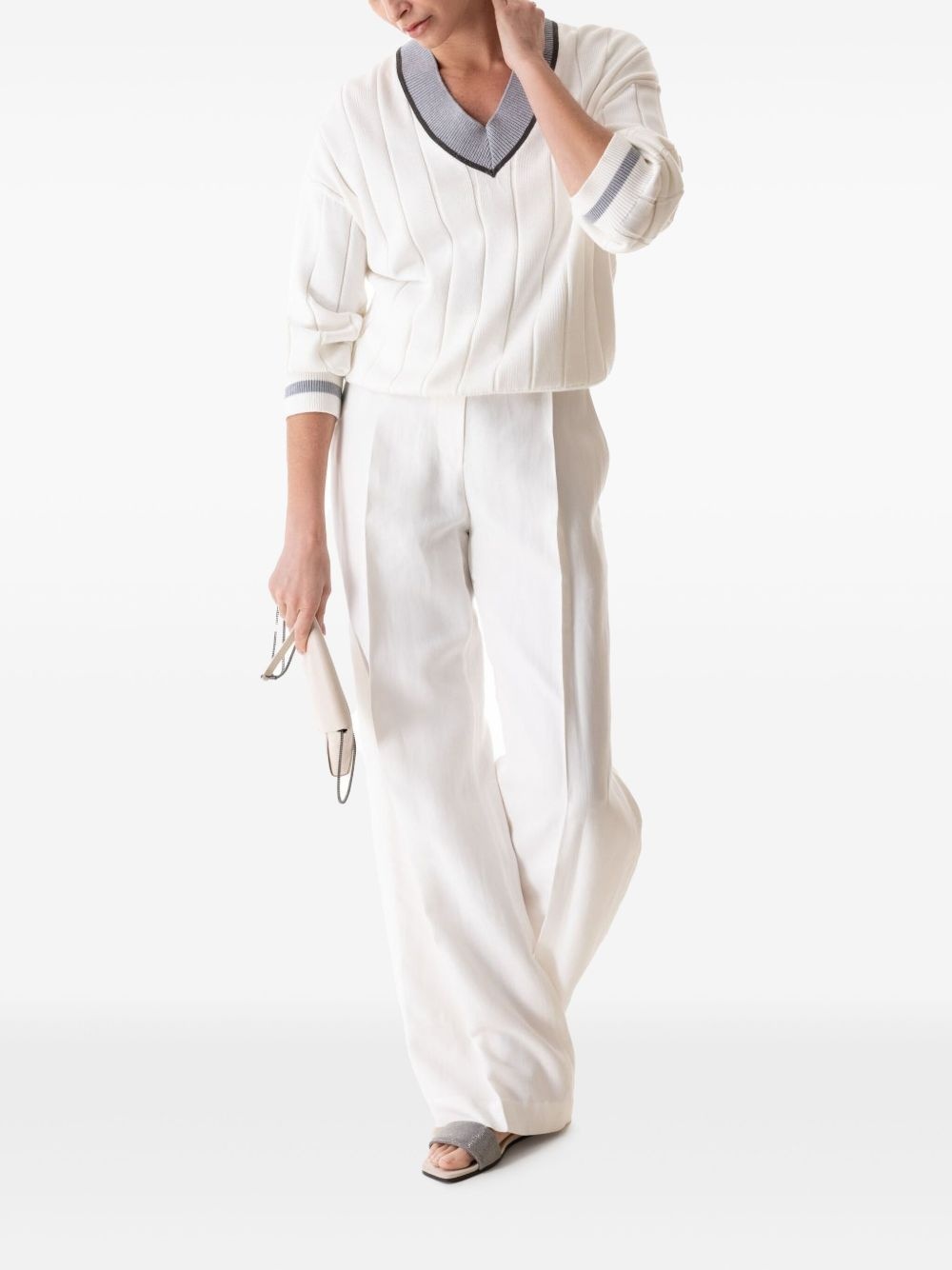 Monili-trim sweater - 5