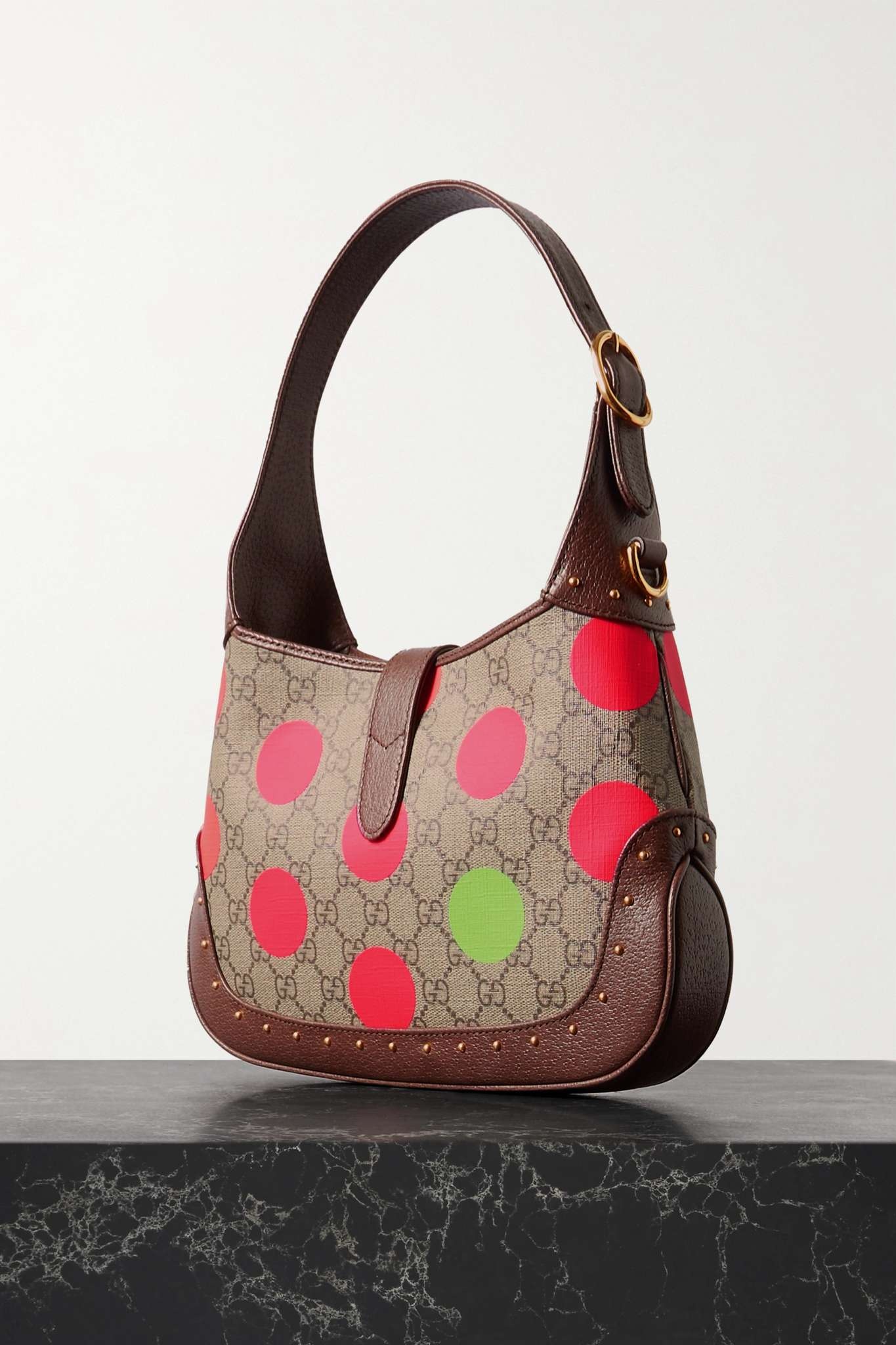 Jackie 1961 small printed coated-canvas and textured-leather shoulder bag - 3