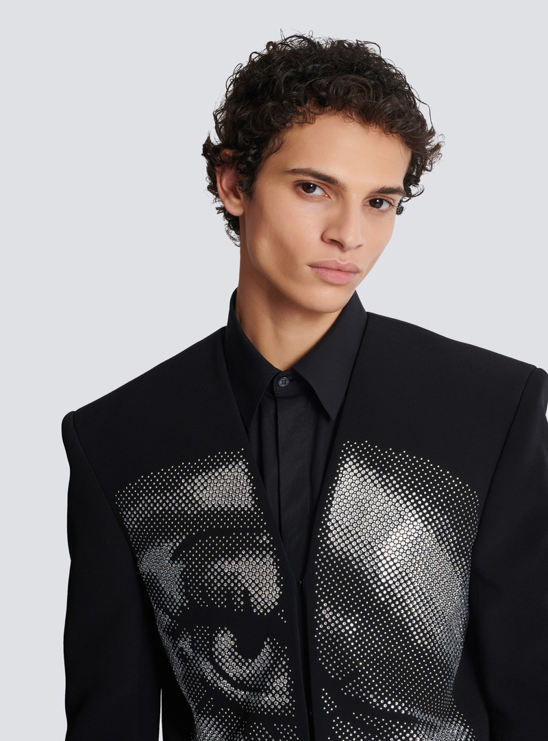 Cropped crepe jacket with crystals in an Eye motif 7