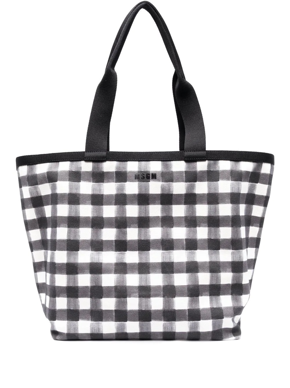 gingham-check tote bag - 1