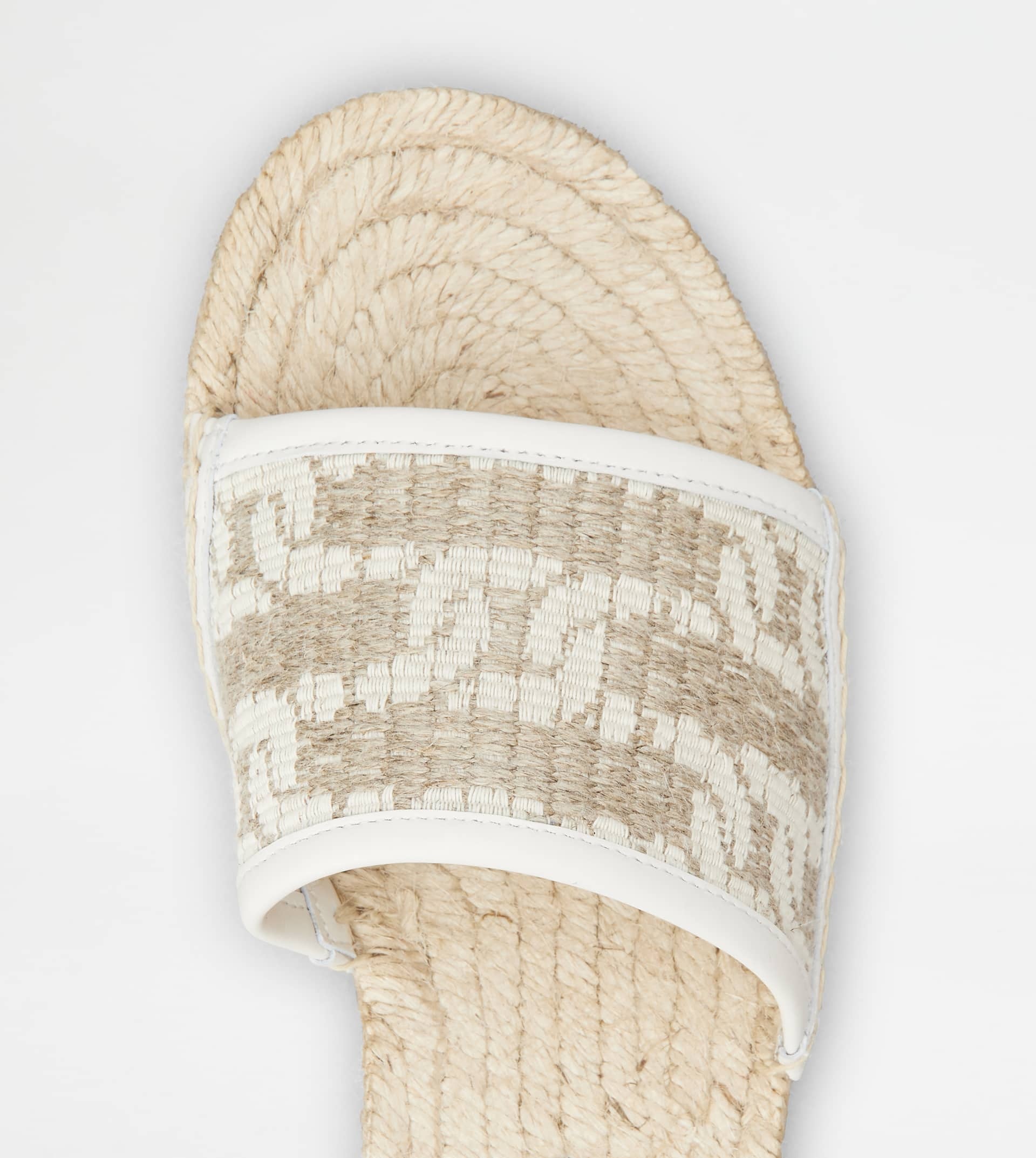 SANDALS IN LEATHER AND FABRIC - OFF WHITE, BEIGE - 4