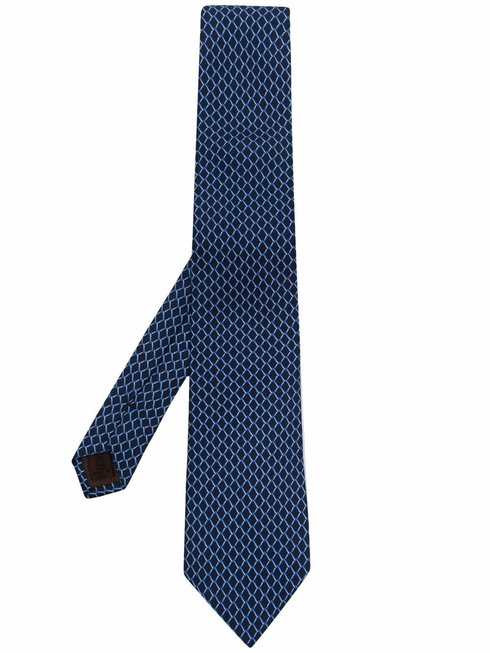 geometric-print silk tie - 1