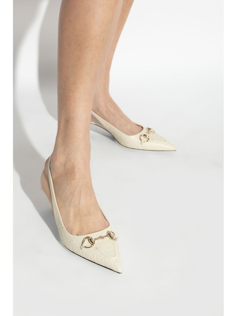 GUCCI 45mm Horsebit slingback pumps outlook