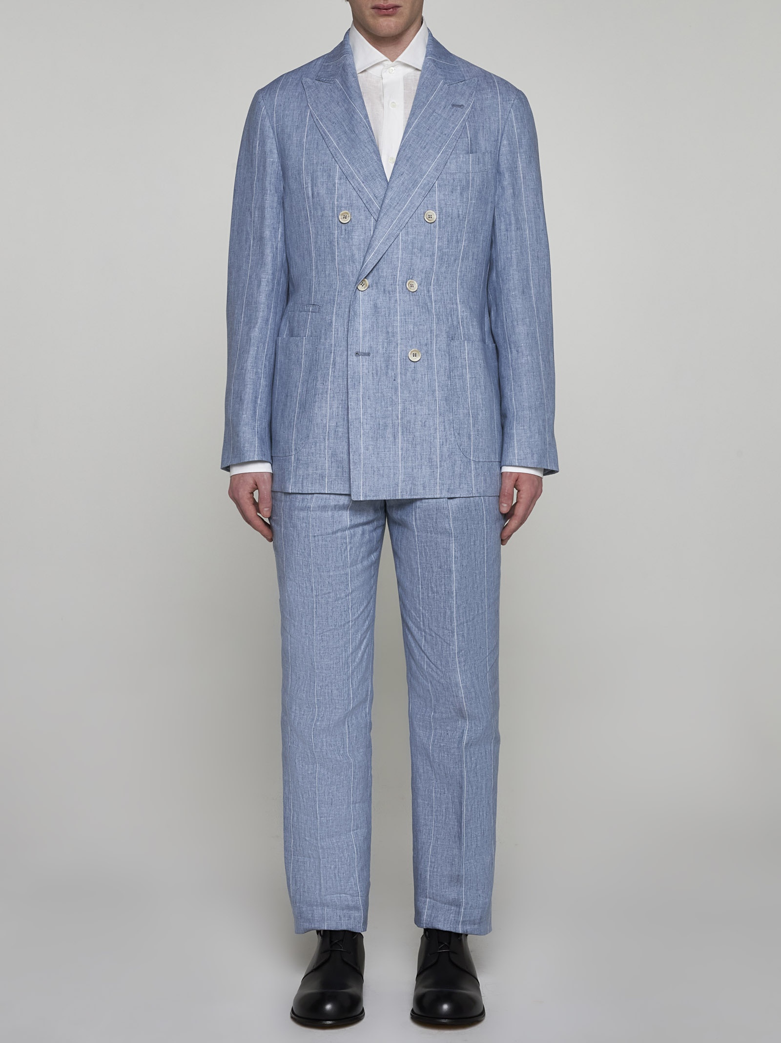 Pinstriped linen double-breasted suit - 2
