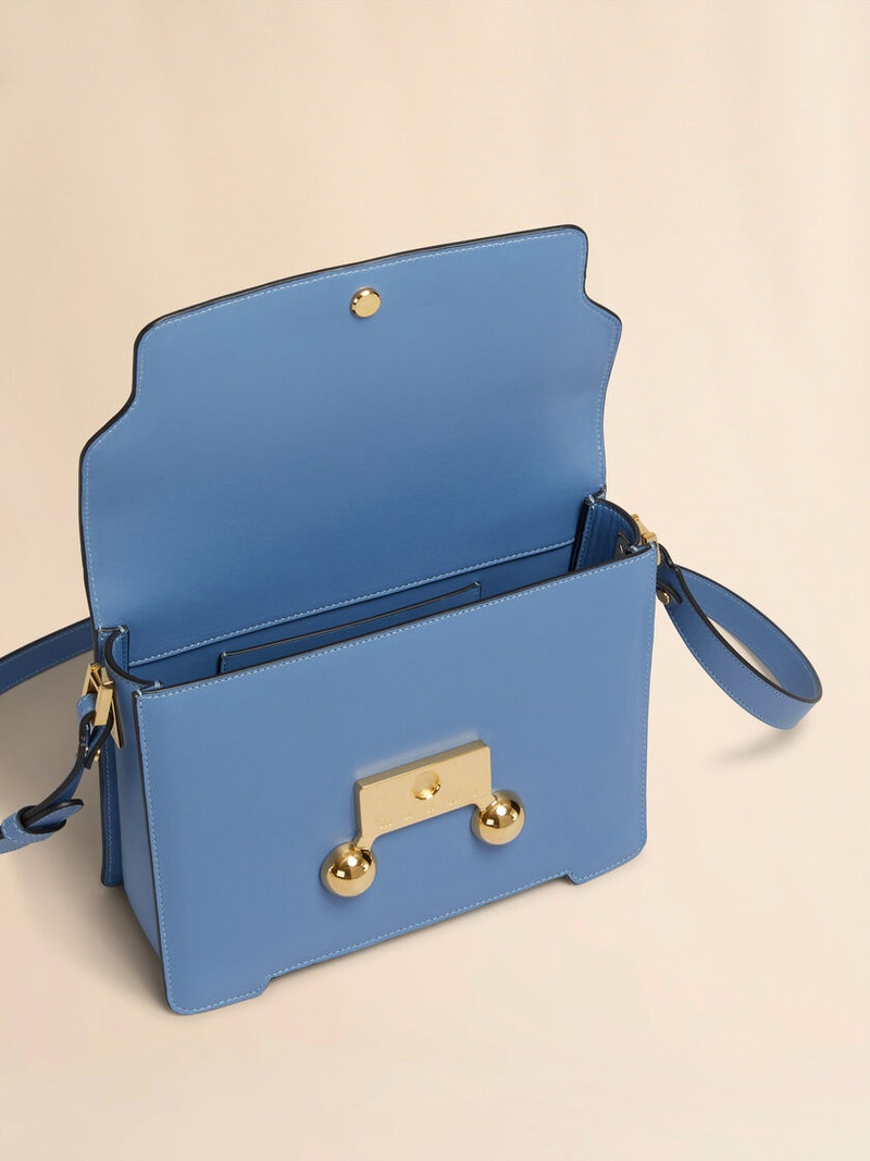 BLUE LEATHER TRUNKAROO MEDIUM SHOULDER BAG 3