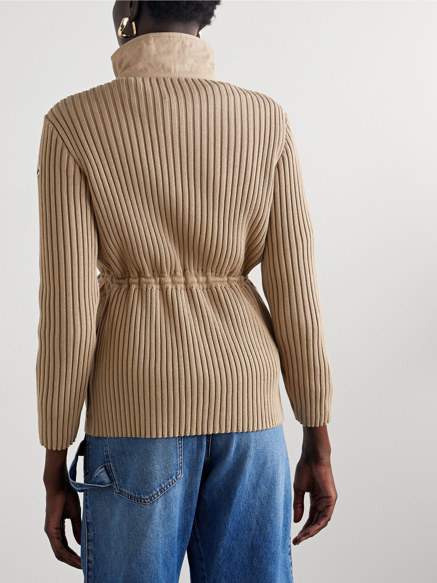 Appliquéd ribbed twill and cotton-blend jacket Sand - 3
