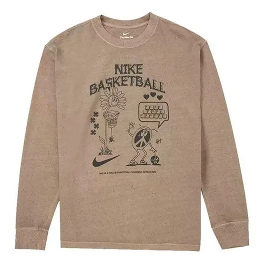Men's Nike Printing Loose Sports Long Sleeves Brown T-Shirt DN3045-102 - 1