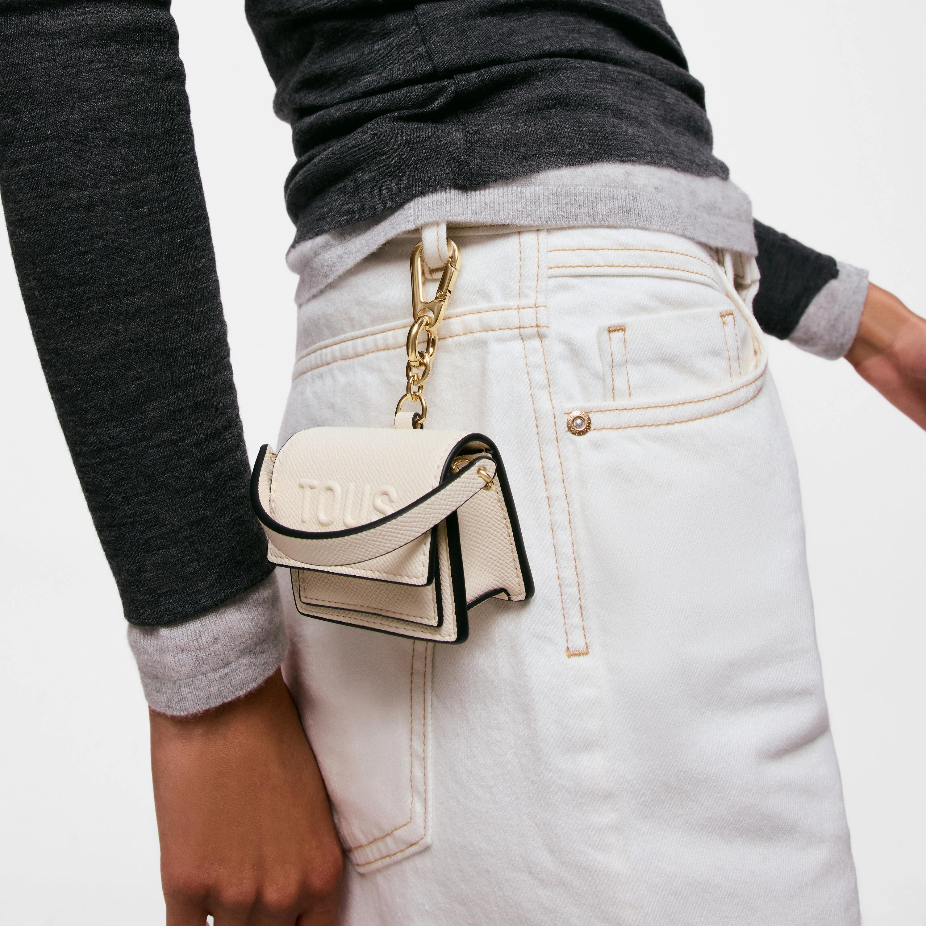 Beige mini crossbody Key ring Audree - 1