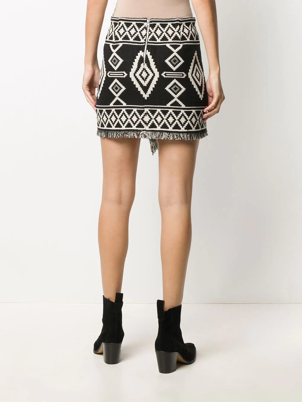 fringed printed mini skirt - 4