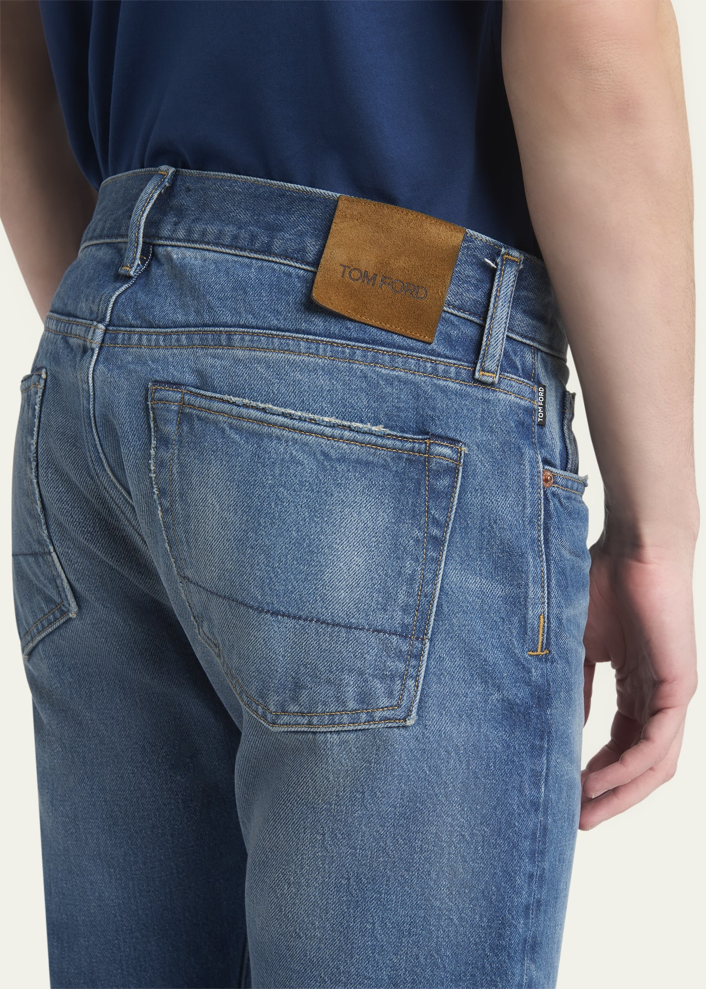 Men's Light Wash Selvedge Straight Fit Jeans - 5