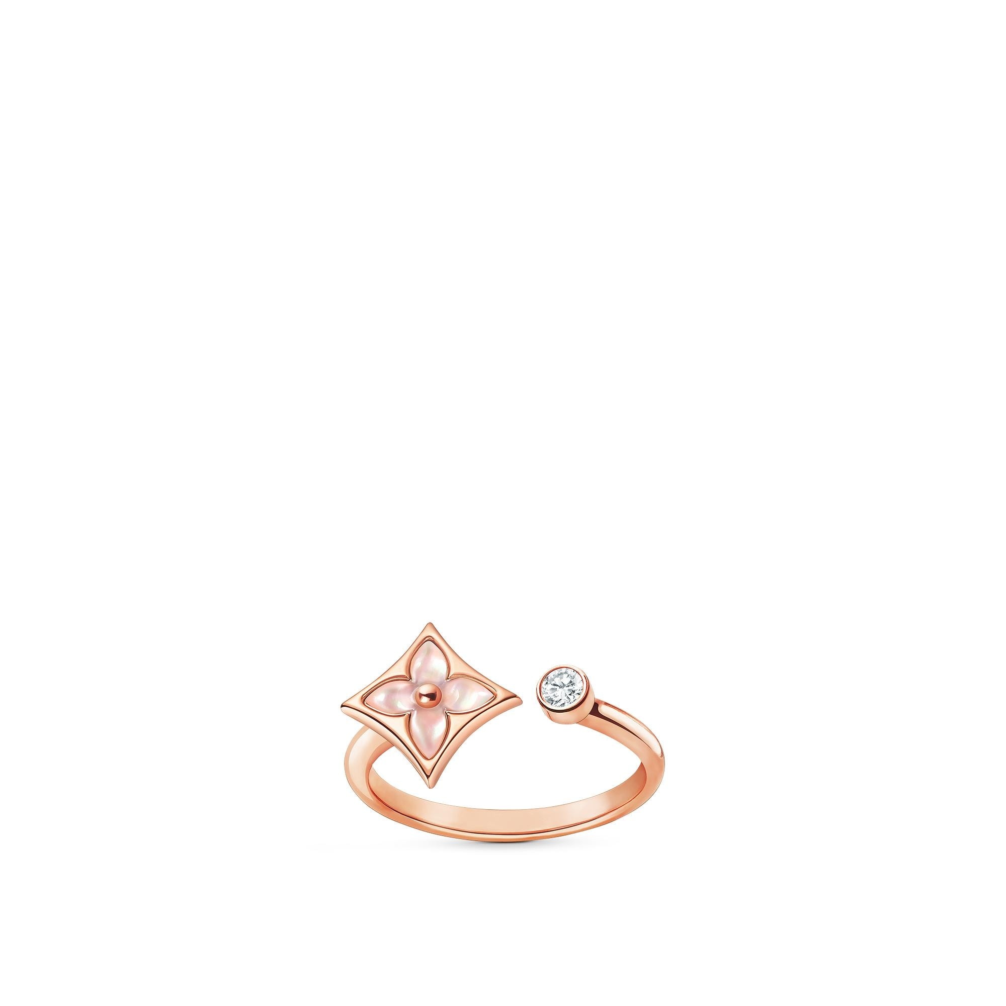 Color Blossom Mini Star Ring, Pink Gold, Pink Mother-Of-Pearl And Diamond - 1