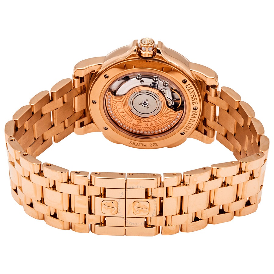 Ulysse Nardin GMT Dual Time Mother of Pearl Dial 18kt Polished Rose Gold Automatic Ladies Watch 246- - 3