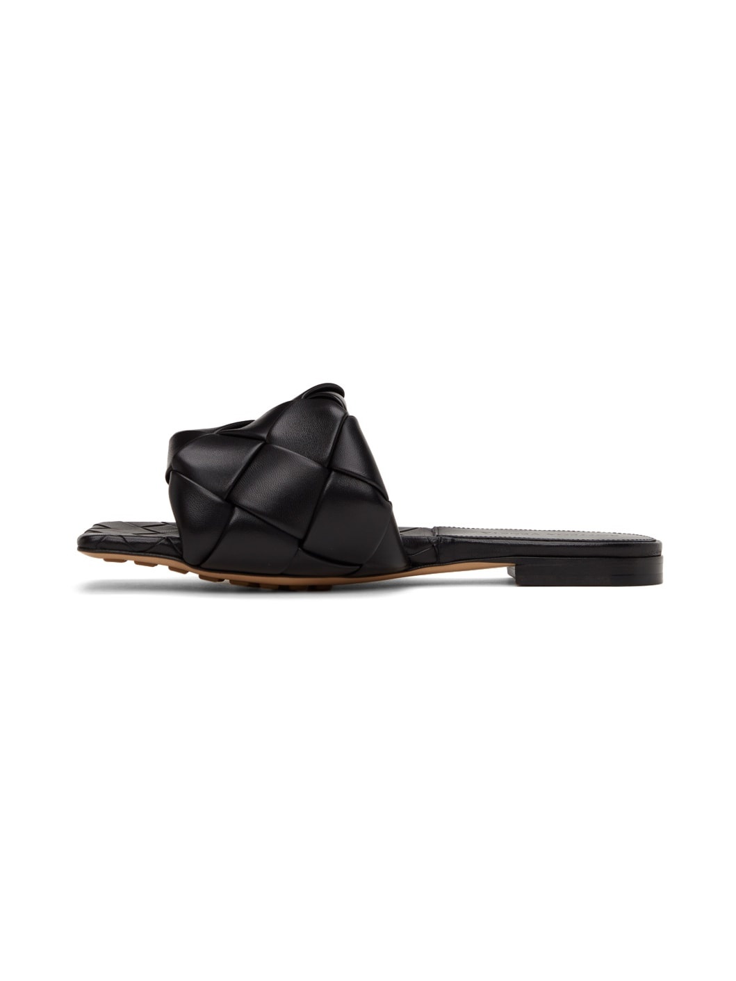 Black Intrecciato Lido Flat Sandals - 3