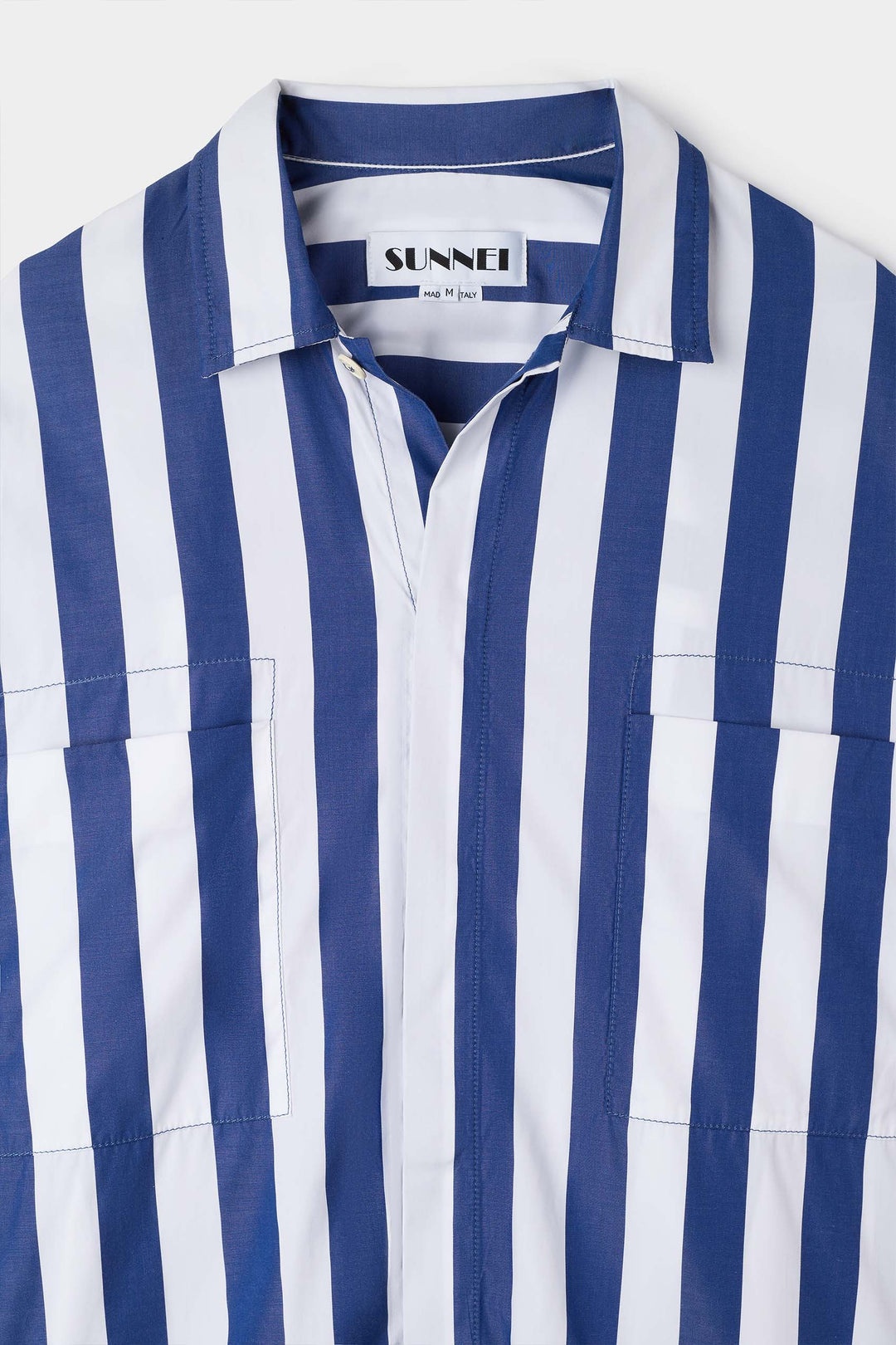 SUNNEI MEGA OVER SHIRT / dark blue & optical white stripes