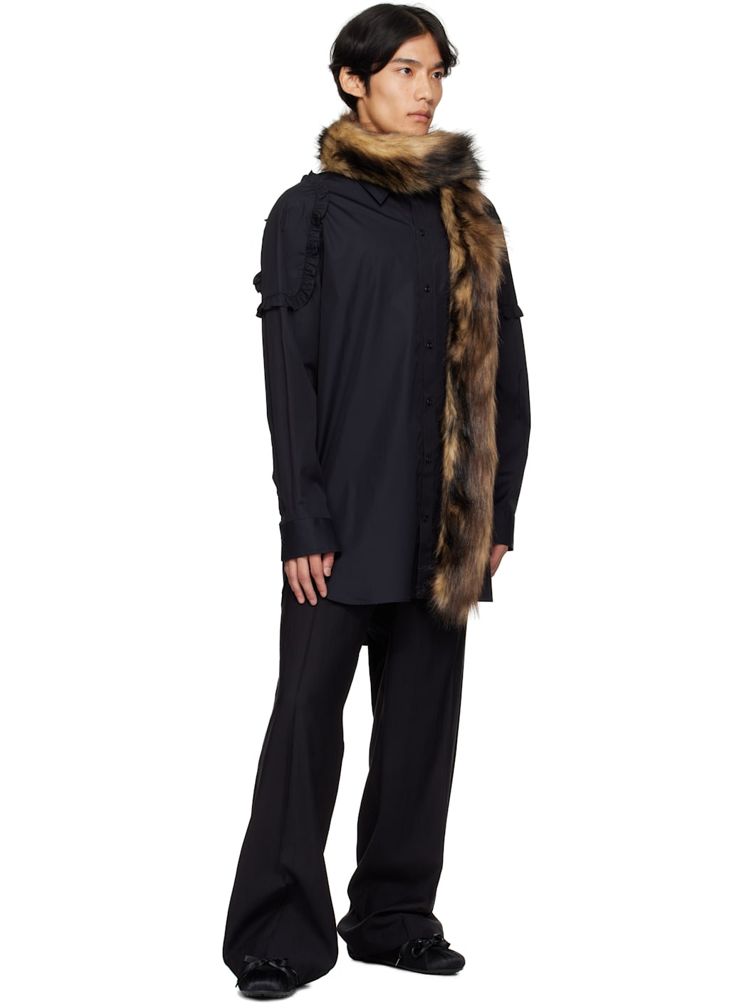 Brown Slim Faux-Fur Scarf - 2