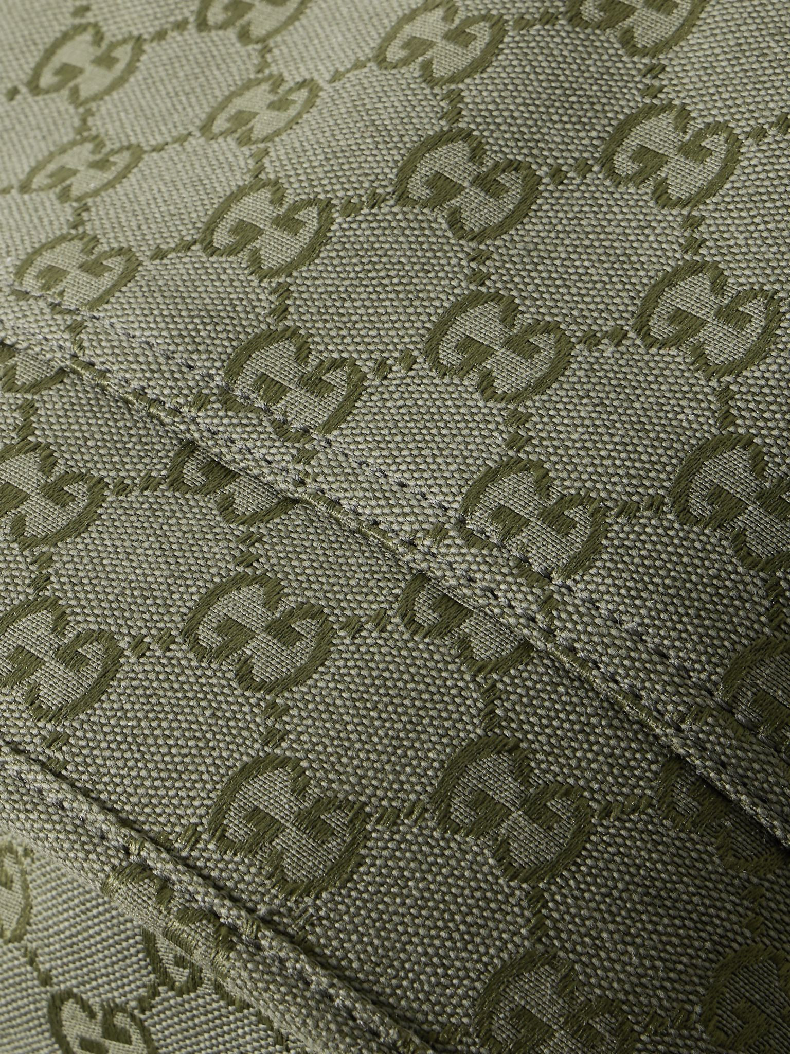Neo Leather-Trimmed Monogrammed Canvas Backpack Dark green - 4