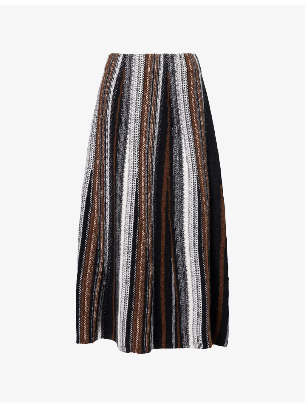 Textured Striped Wool-Blend Maxi Skirt - 1