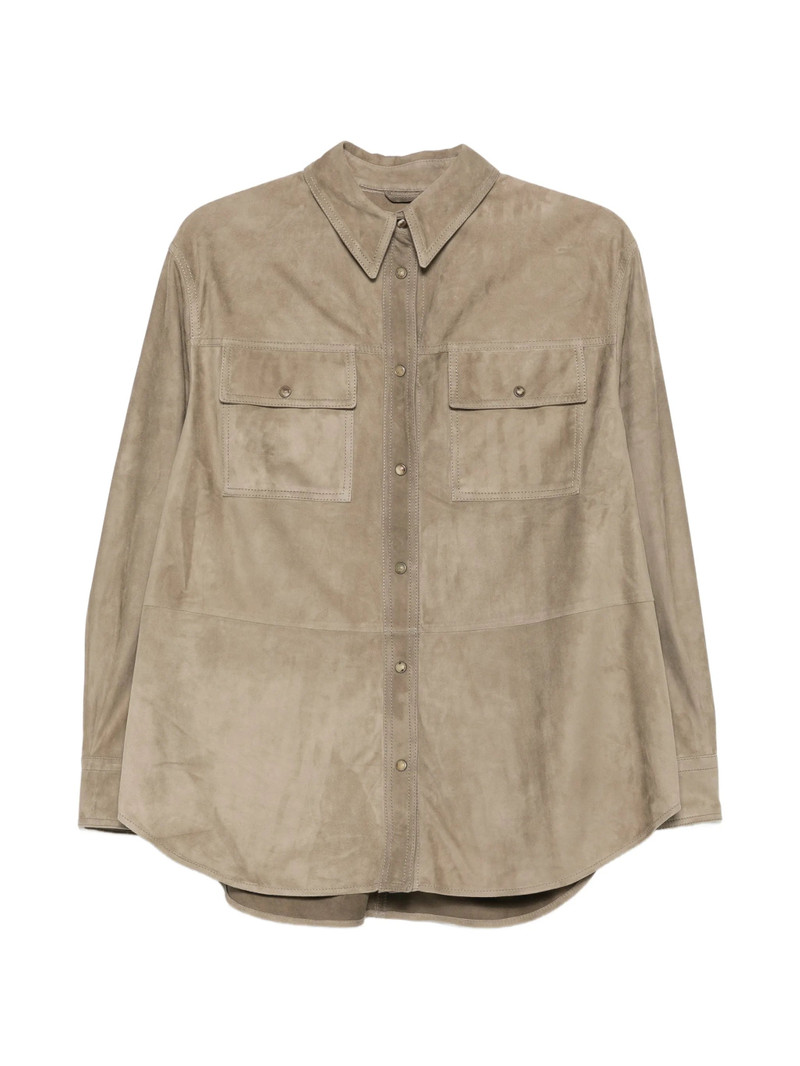 Brunello Cucinelli Pocket Leather Shirt 1