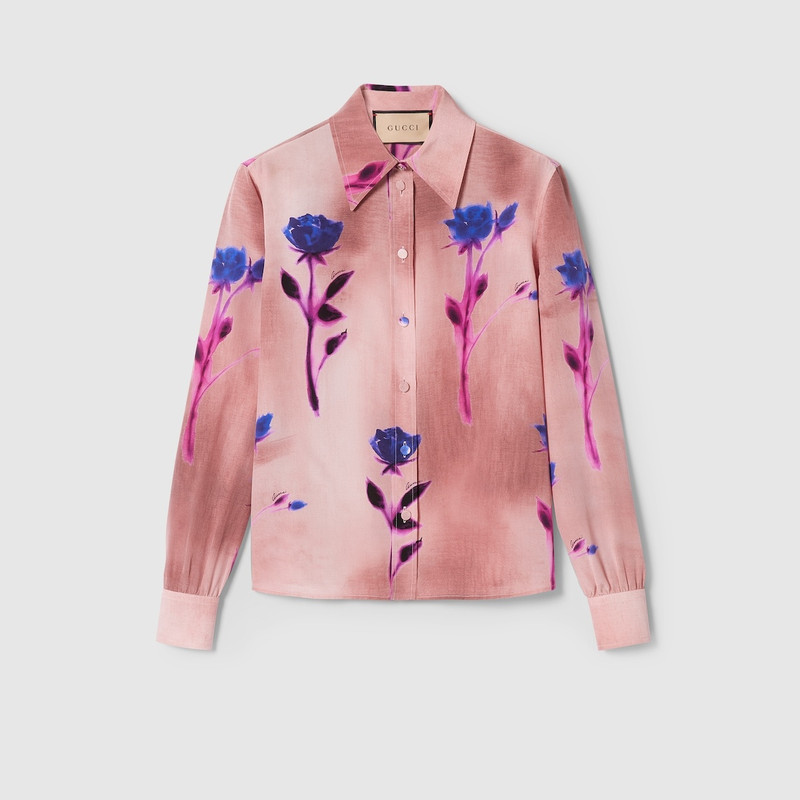 Floral print crêpe de chine shirt 1