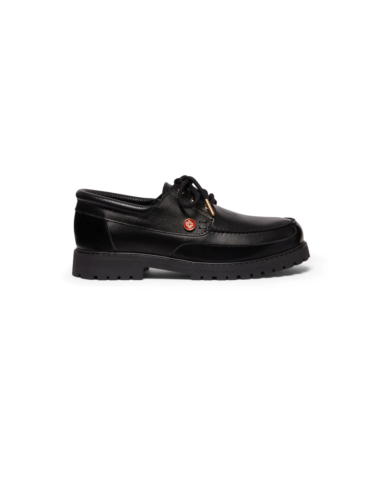 Men's Black Leather Boat Shoes | Casablanca Paris - 1