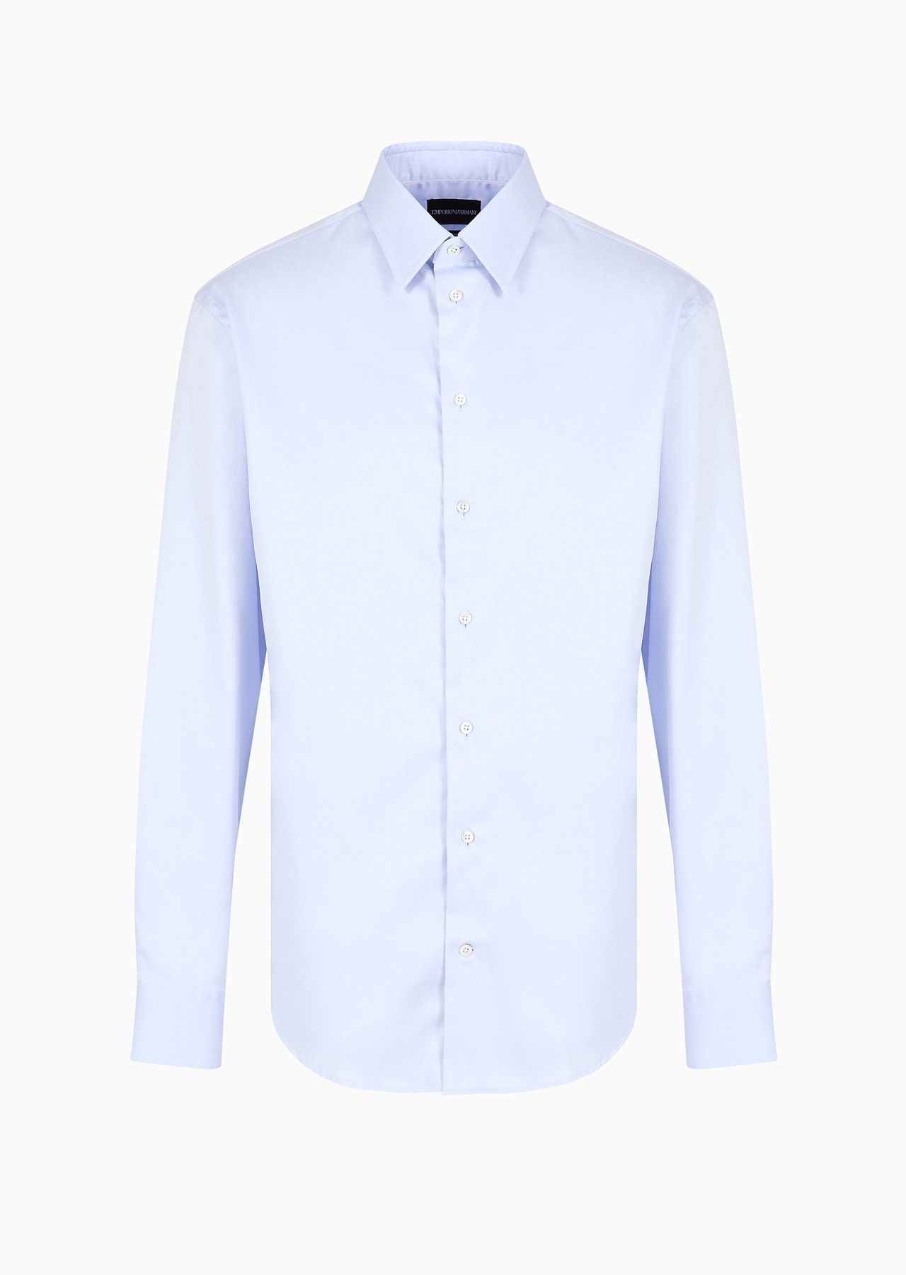 Modern-fit, stretch-cotton, non-iron shirt with a stiff collar - 1