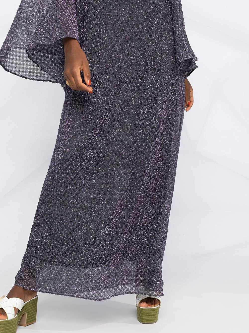 glittered-knit kaftan dress - 5