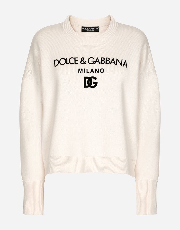 Cashmere sweater with flocked DG logo - 1