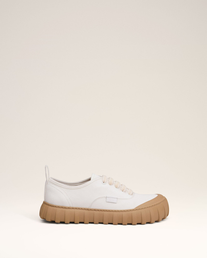 WHITE COTTON LOW TOP TEMPO CANVAS SNEAKERS 1