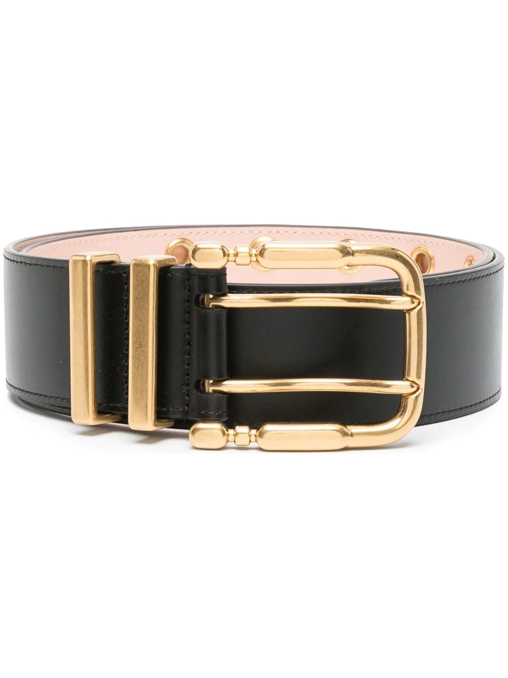 double-buckle leather belt - 1