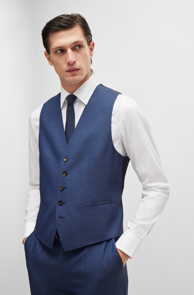 REGULAR-FIT THREE-PIECE SUIT IN MELANGE VIRGIN WOOL 2