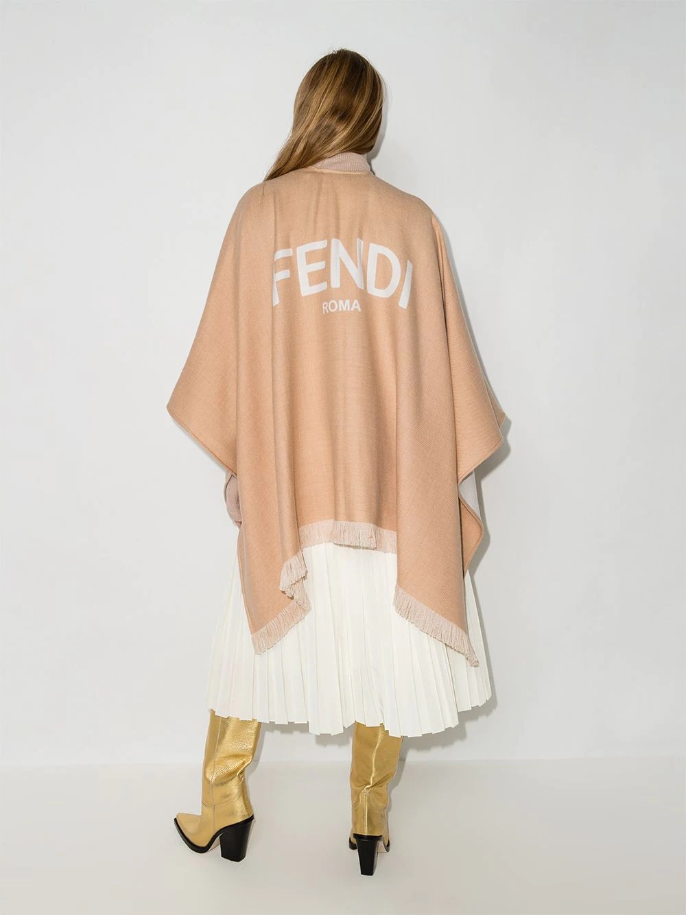 fringed logo poncho - 3