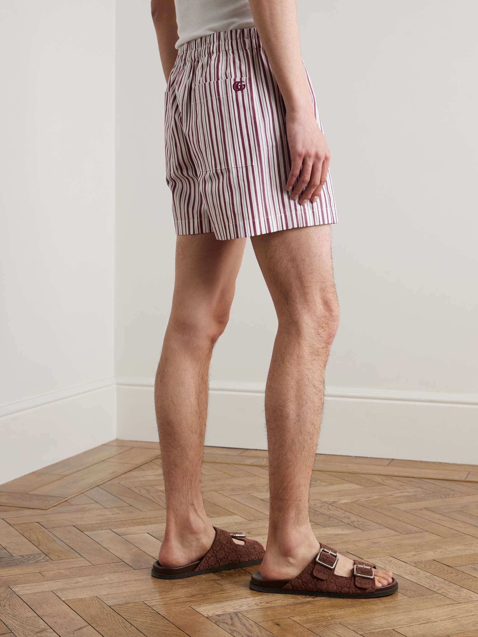 Straight-Leg Striped Cotton-Poplin Shorts - 4