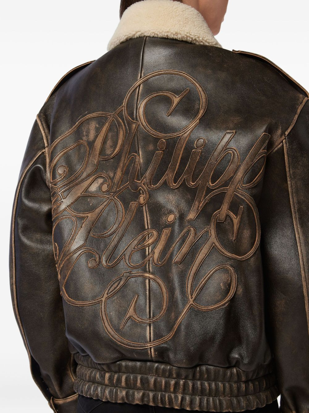 leather aviator bomber jacket - 5