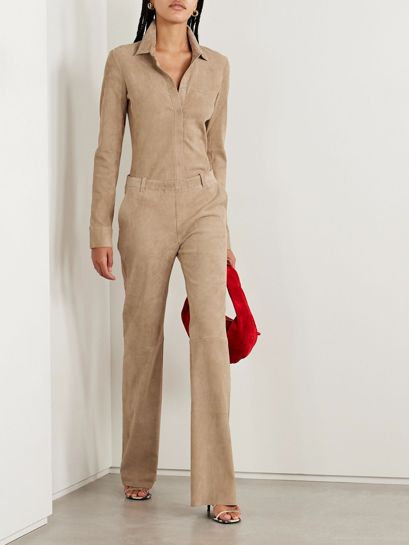 STOULS Oswald suede straight-leg pants Beige outlook