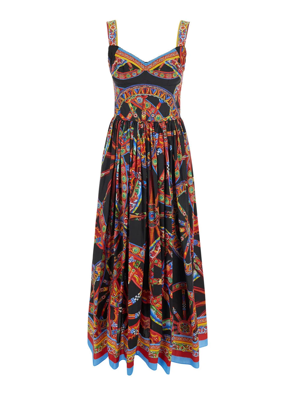 Dolce & Gabbana Women Multicolor Long Dress With Integrated Cup Bodice And All-Over Majolica Print I - 1