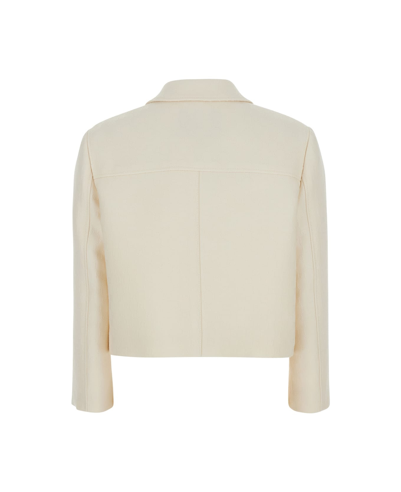 White Jacket With Notched Revers In Gg Canvas Woman - 2