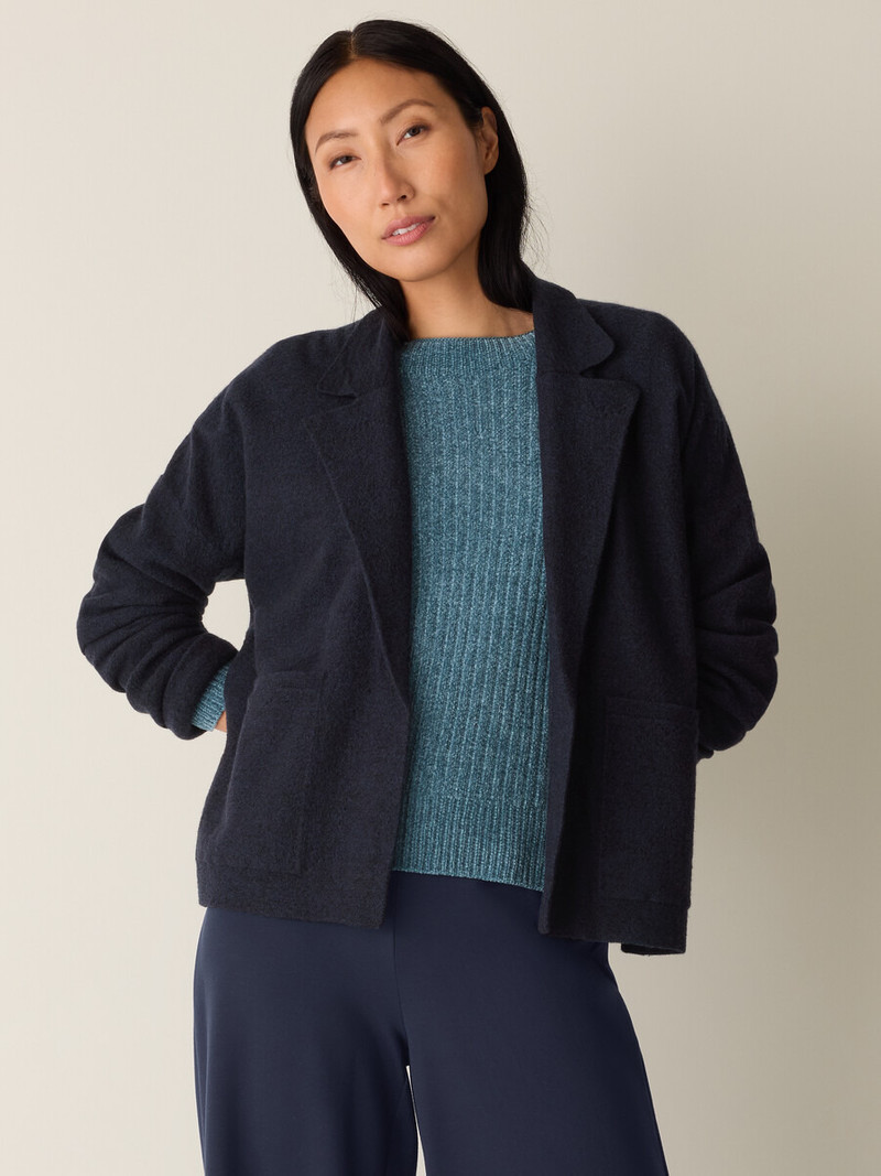 Fine Felted Wool Notch Collar Cardigan in Regenerative Wool 3