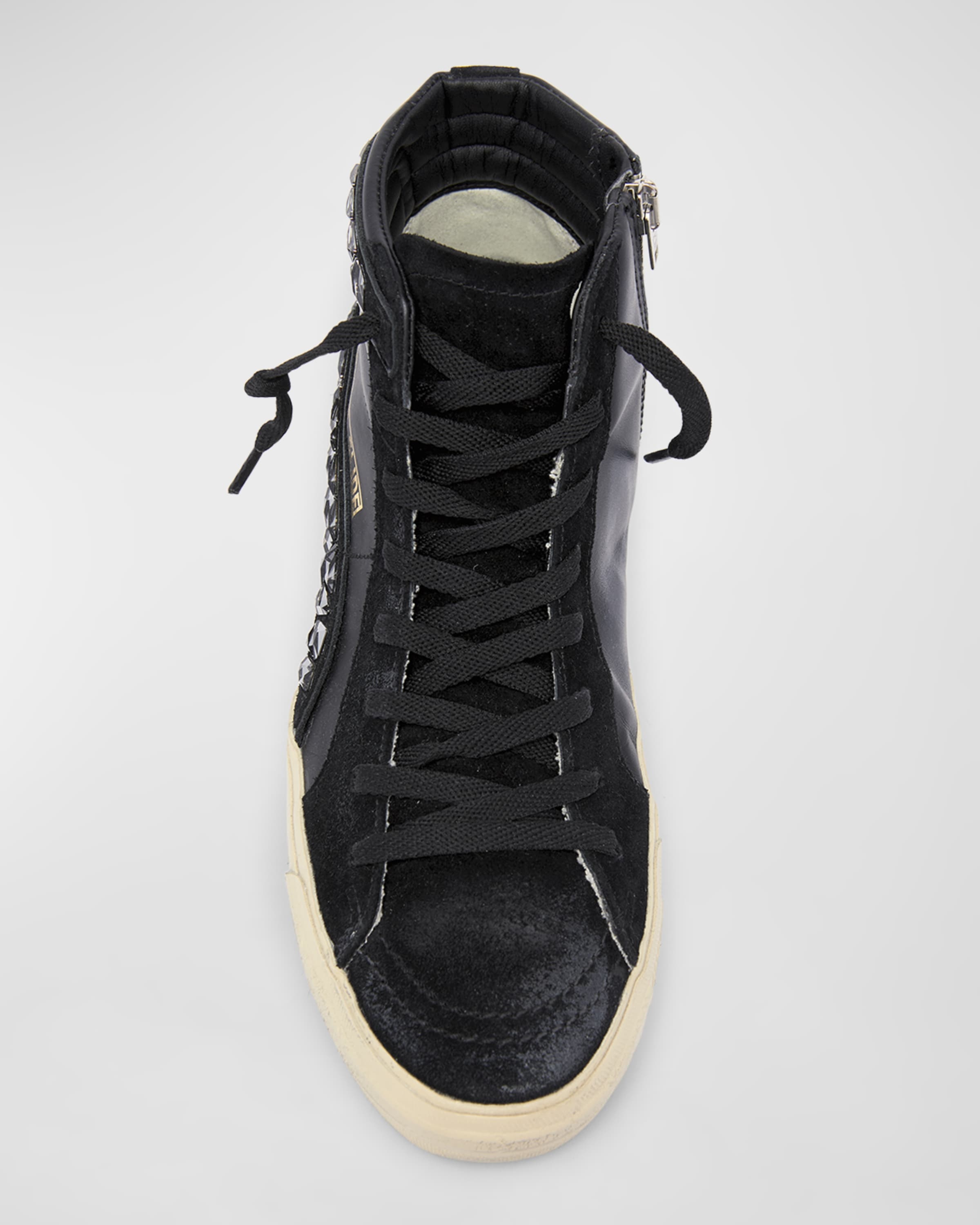 Slide Crystal Suede & Leather Sneakers - 6