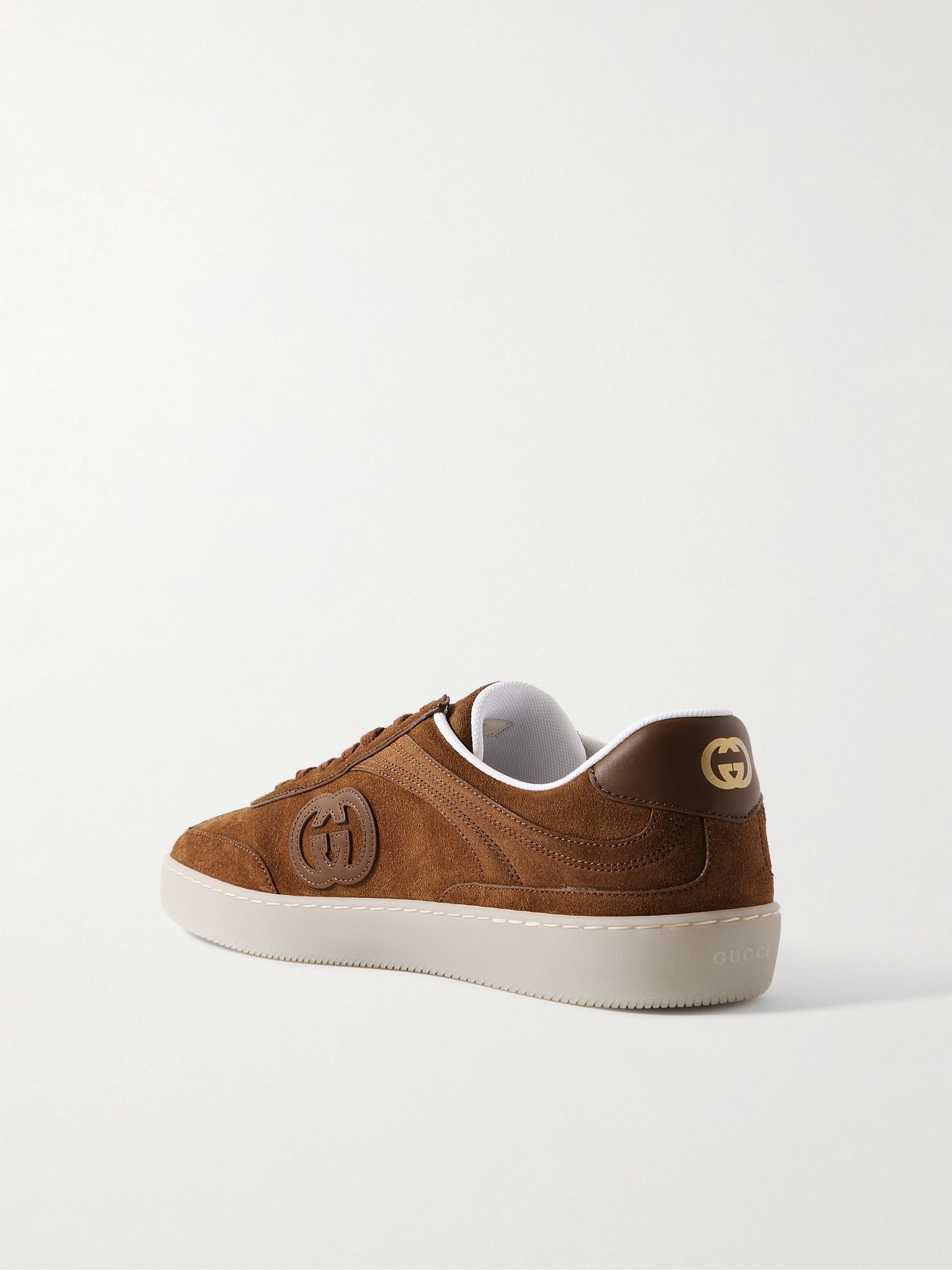 G75 Logo-Appliquéd Leather-Trimmed Suede Sneakers Brown - 4