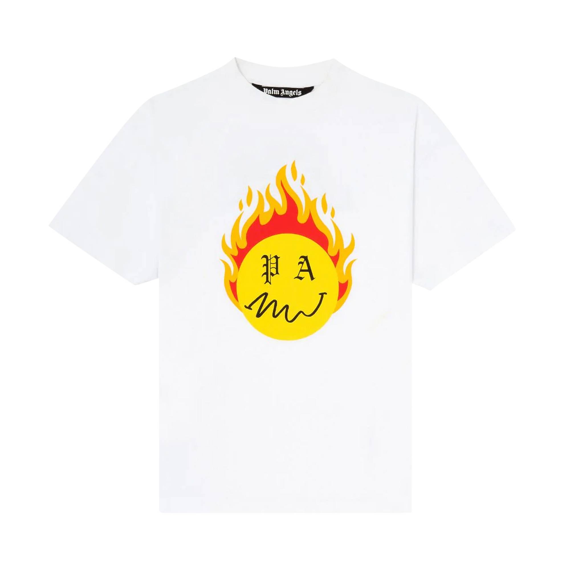 Palm Angels Burning Head Short-Sleeve T-Shirt 'White/Yellow' - 1