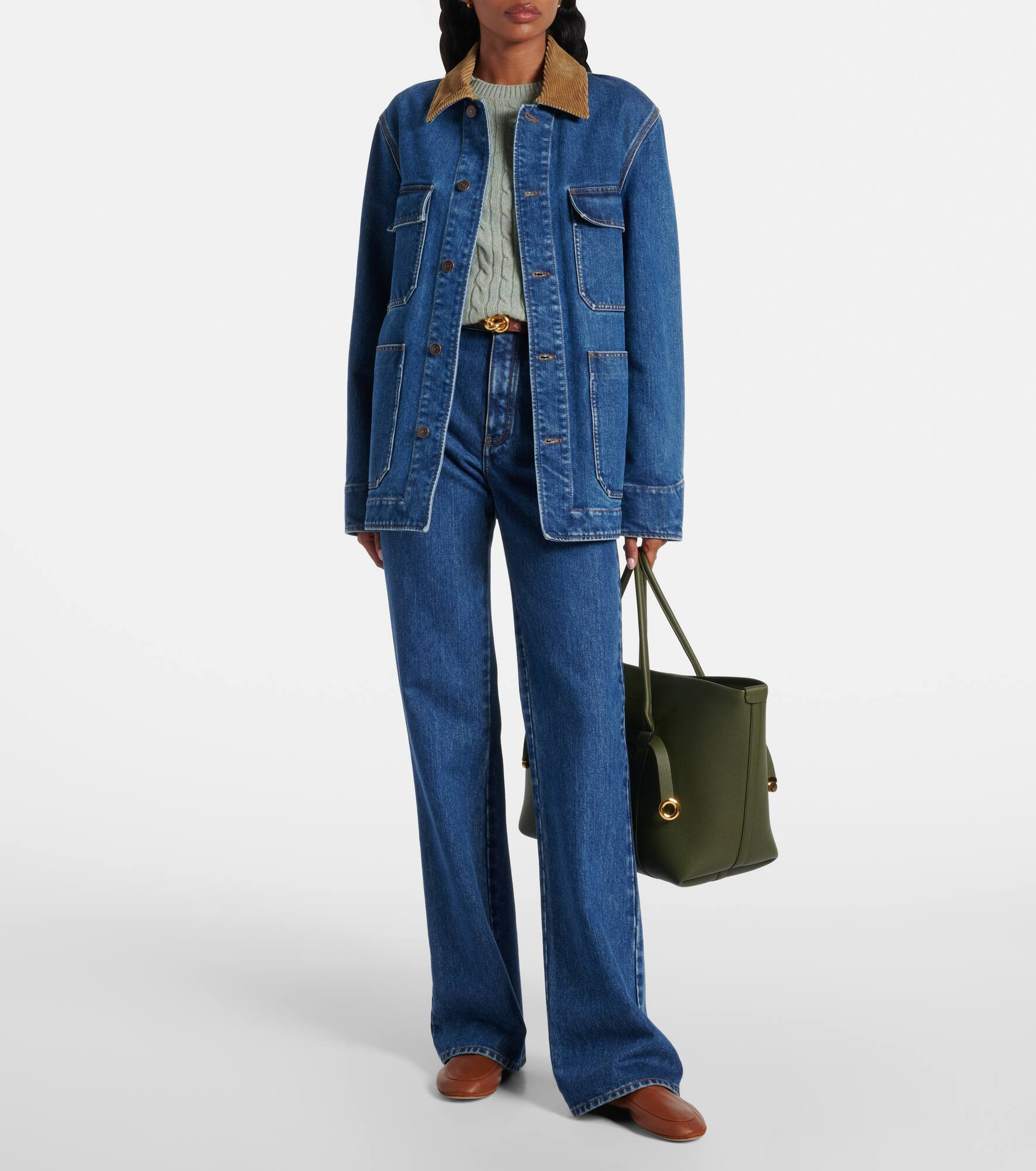 Corduroy-trimmed denim jacket - 2