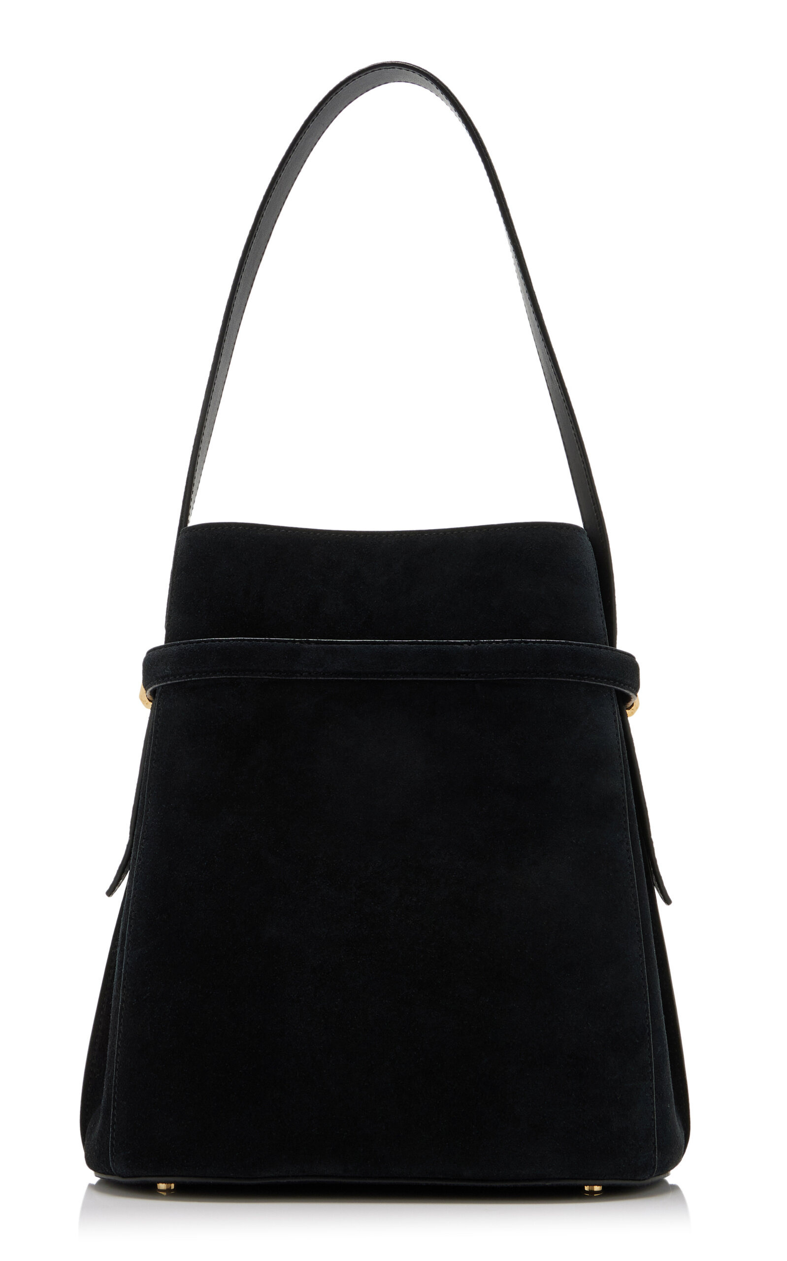 Belted Suede Bucket Bag black - 4