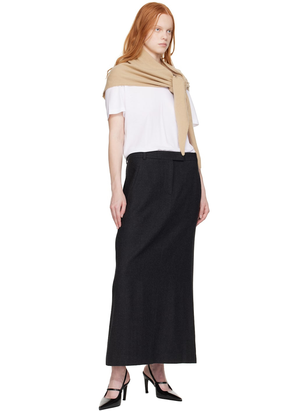 Tan Cashmere Blend Muffler Scarf - 3
