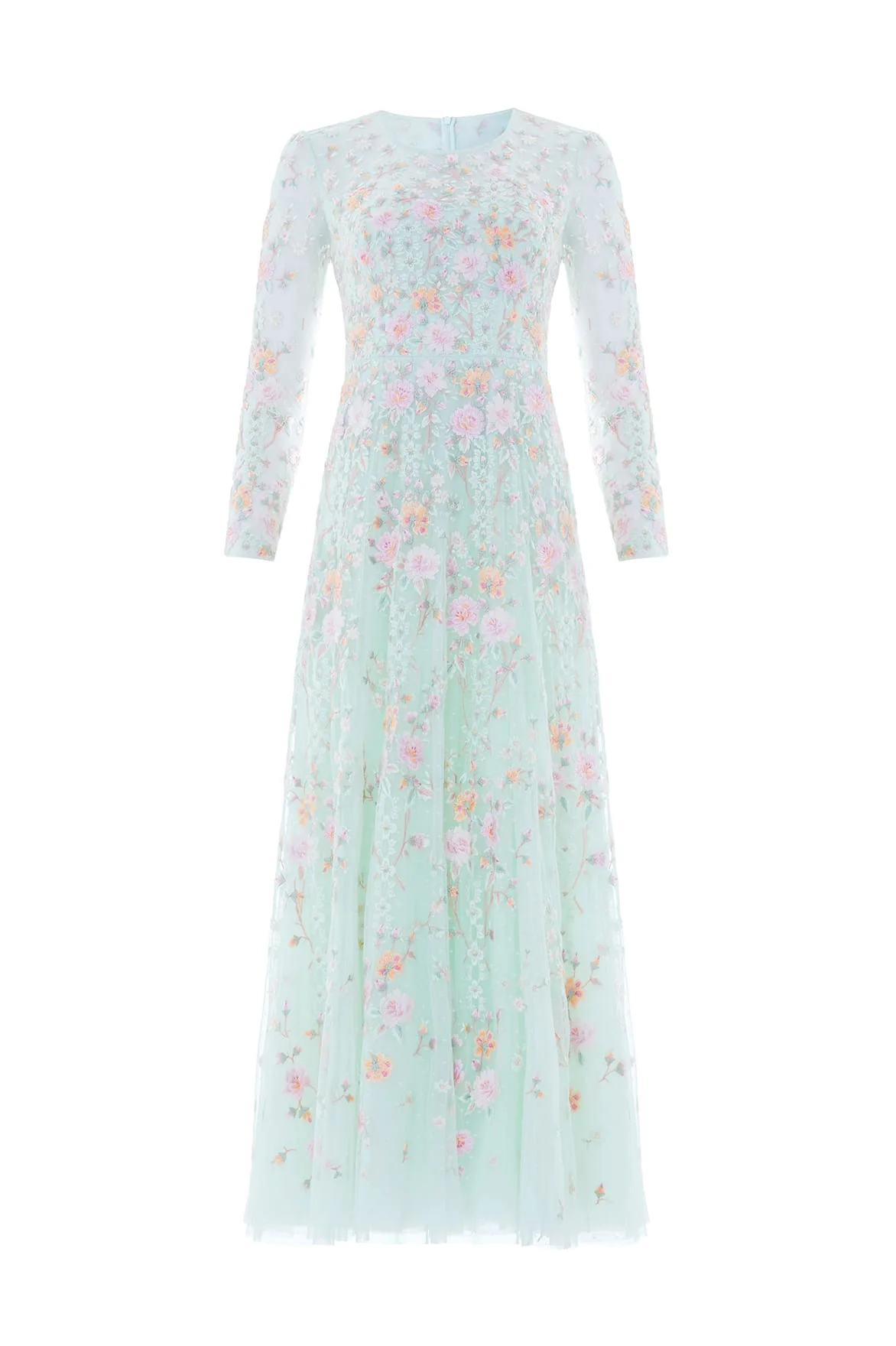 Garden Rose Long Sleeve Ankle Gown - 1